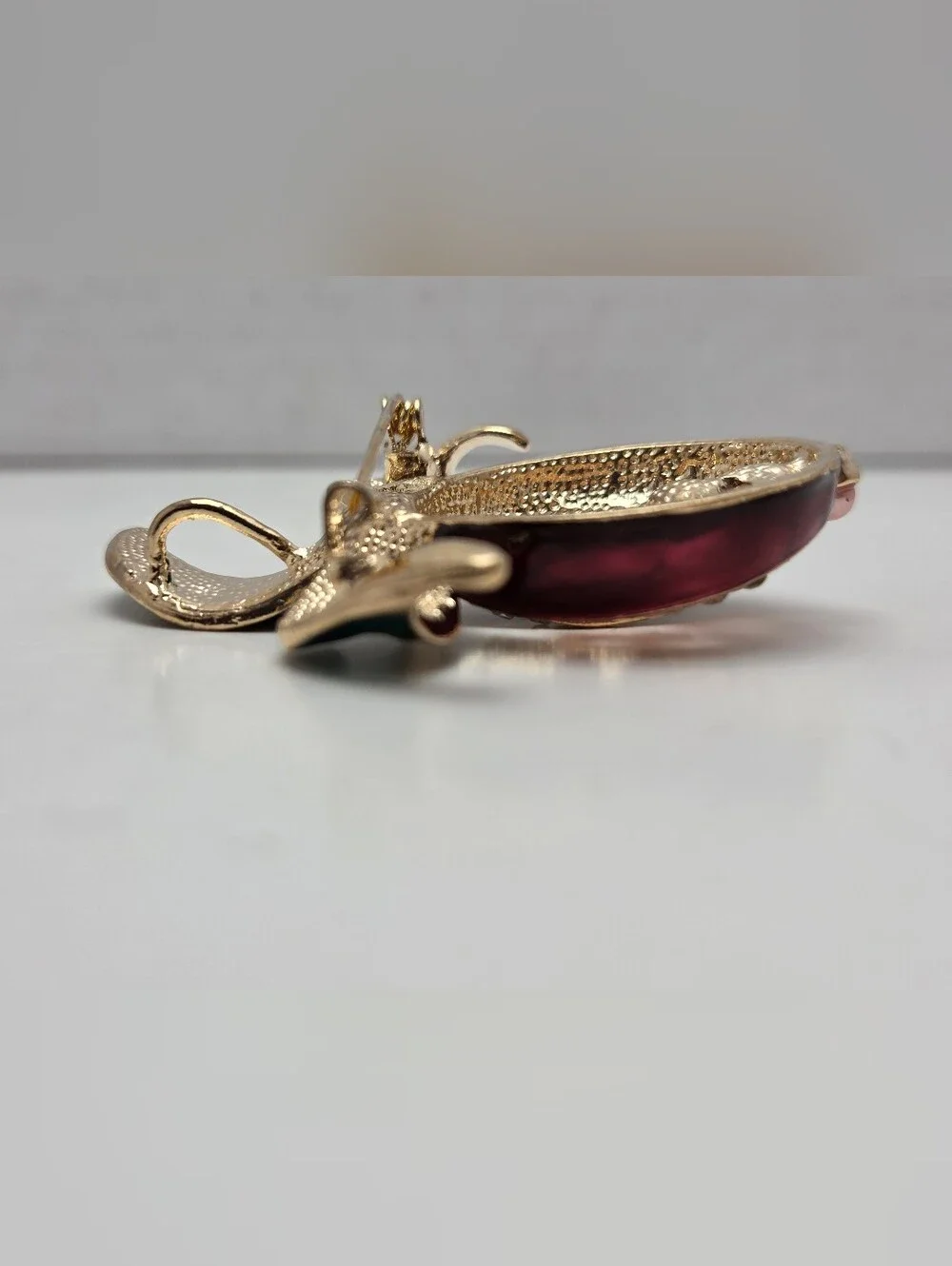 Jewel Tone Brooch & Pendant Set • Purple Fruit, Blue Starfish, Red Rose Trio